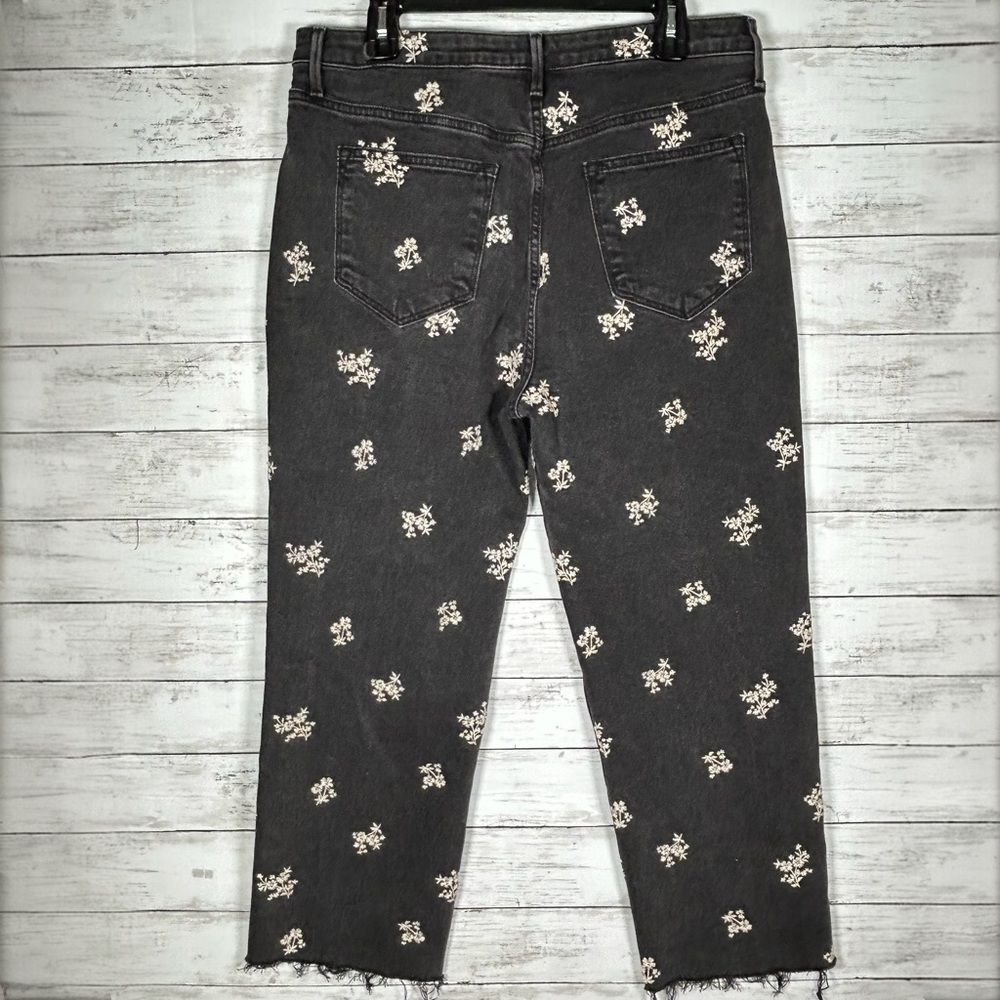 Driftwood Jeans Black Royce Clover Embroidered Button fly Raw Hem 32x26 NWT - Picture 2 of 10